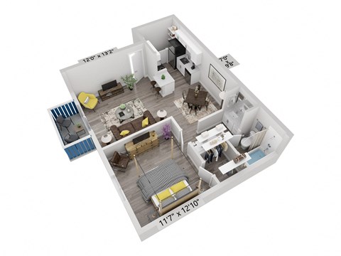 bedroom floor plan an in 3d